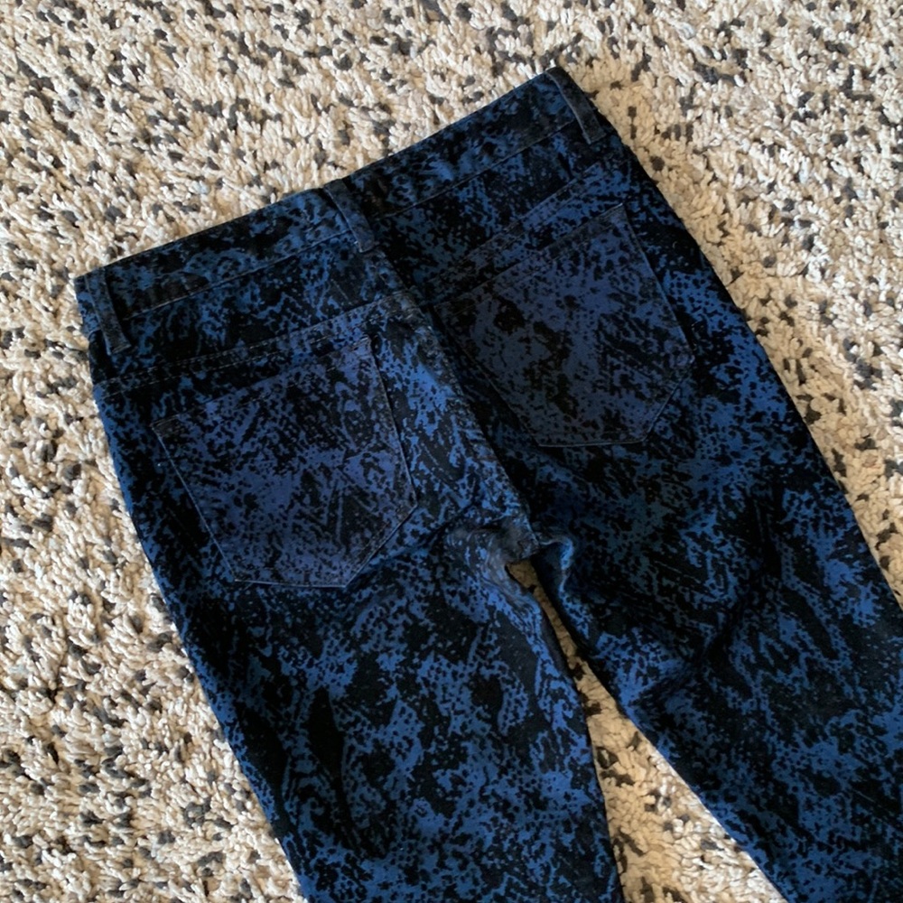 Free People Textured Pants Blue Black Boho Straight Leg Stretch Women’s Size 25 - Picture 11 of 12
